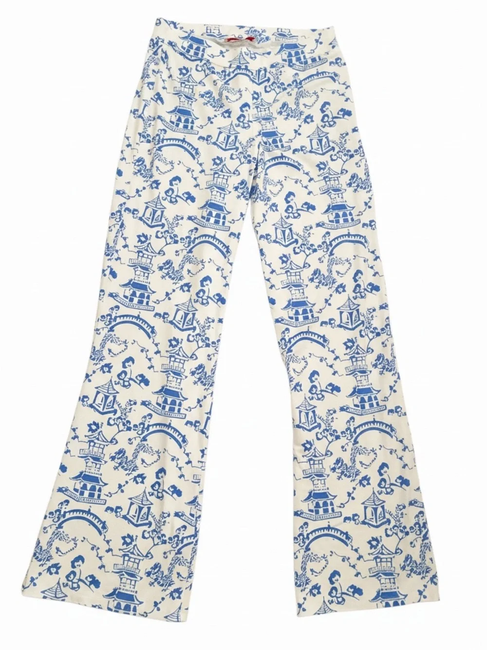 Jude Connally White and Blue Asian Print Pants - Picture 1 of 4